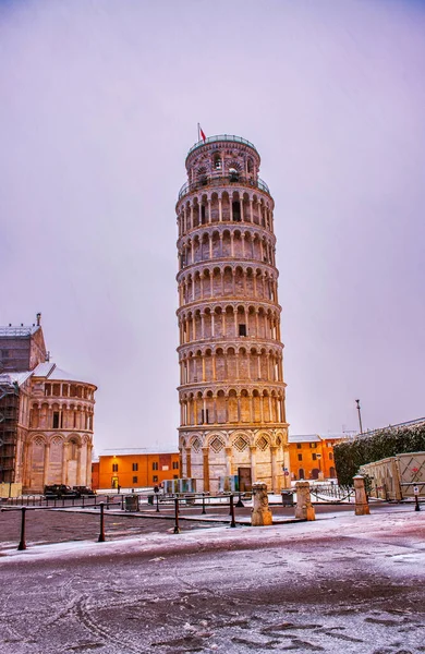 Pisa Snow Famous Landmarks Monuments Field Miracles Snowstorm — Photo