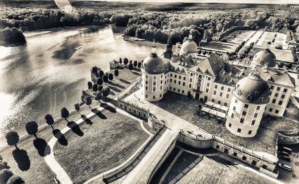 Vue Aérienne Panoramique Château Moritzburg Par Temps Clair Ensoleillé Saxe — Photo