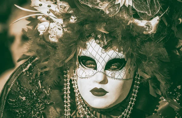 Venice Talya Şubat 2015 Renkli Karnaval Maskesi Takan Güzel Bir — Stok fotoğraf