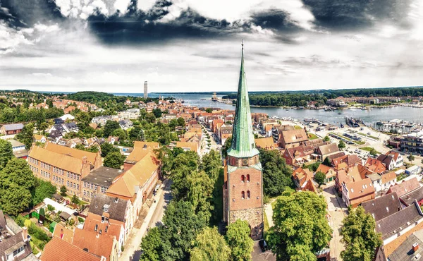 Panoramic Aerial View Travemunde Cityscape Clear Sunny Day Lubeck District — Stock Photo, Image
