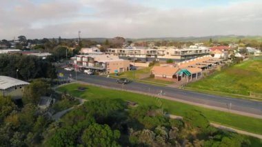 Aerial view of Apollo Bay, Australia from drone, The Great Ocean Road.