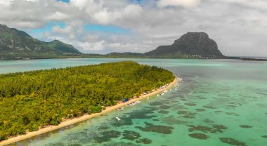 Ile Aux Benitiers, Mauritius Island. Amazing aerial view with Mauritius Island on the background.