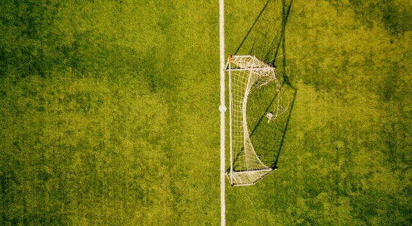 Voetbalveld Het Platteland Vanuit Lucht Gezien Vanaf Drone — Stockfoto