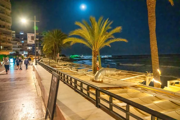 Marbella Spain April 2023 City Promenade Ocean Night — Stock Photo, Image