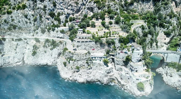 Increíble Vista Aérea Hermosa Costa Amalfi Temporada Verano Italia Punto —  Fotos de Stock