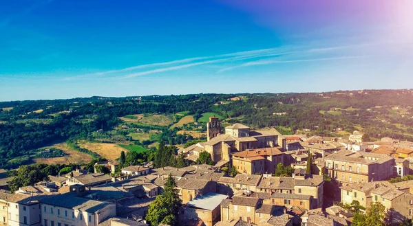 Panoramic Aerial View Orvieto Medieval Town Flying Drone Italy — Stock Photo, Image