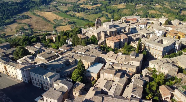 Vista Aérea Panorámica Ciudad Medieval Orvieto Desde Dron Volador Italia — Foto de Stock