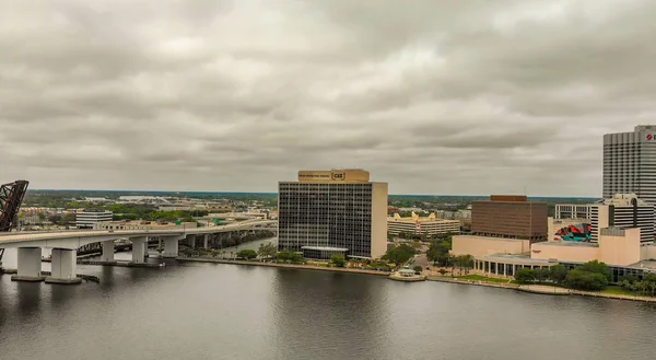 Jacksonville Florida April 2018 Aerial View City Skyline Drone Viewpoint — Stock Fotó