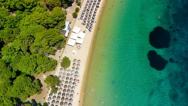 Niesamowity Widok Lotu Ptaka Plażę Koukounaries Skiathos Grecja — Zdjęcie stockowe
