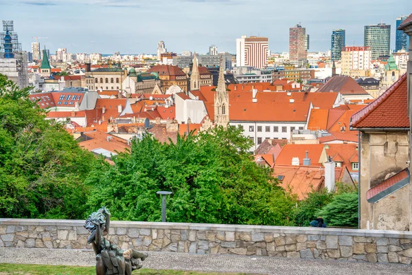 Bratislava Slowakei August 2022 Luftaufnahme Der Stadtsilhouette Von Der Burg — Stockfoto
