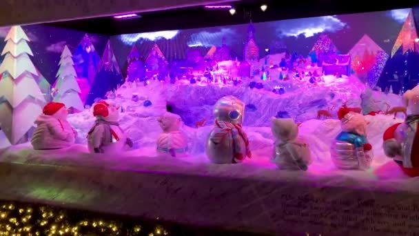 2018年12月 麦克白的窗户为圣诞节装饰 他们是有名的旅游胜地 — 图库视频影像