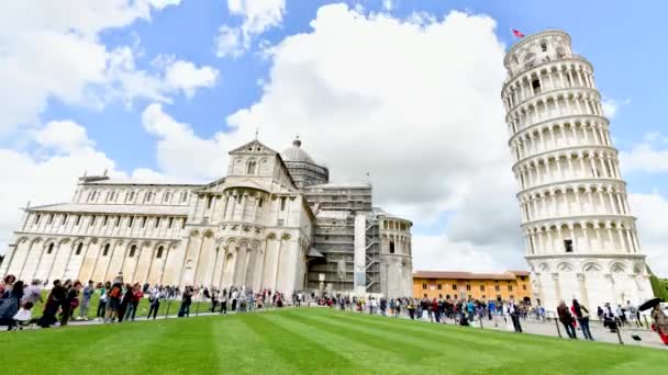 Pisa Itálie Dubna 2018 Časová Prodleva Zázračného Náměstí Věže Katedrály — Stock video