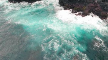 Pont Naturel, Mauritius Island. Beautiful arch rock formation from a drone viewpoint.