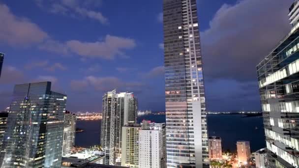 Time Lapse Del Centro Miami Por Noche Vista Aérea Desde — Vídeos de Stock