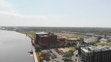 Aerial view of Savannah skyline from drone - Georgia - USA.