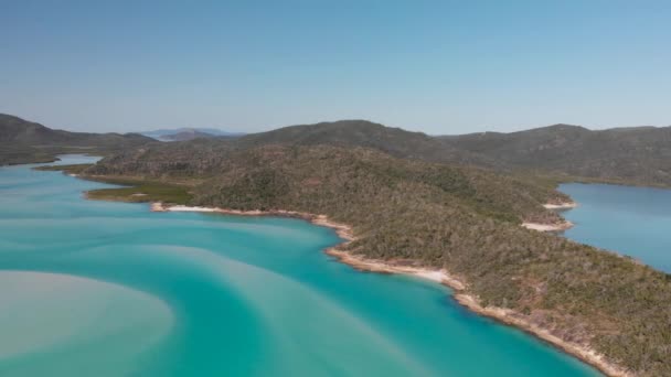 Muhteşem Whitehaven Sahili Queensland Avustralya Nın Panoramik Hava Manzarası — Stok video