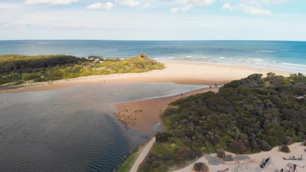 オーストラリアのグレートオーシャンロード沿いのトルキービーチの空中ビュー — ストック動画