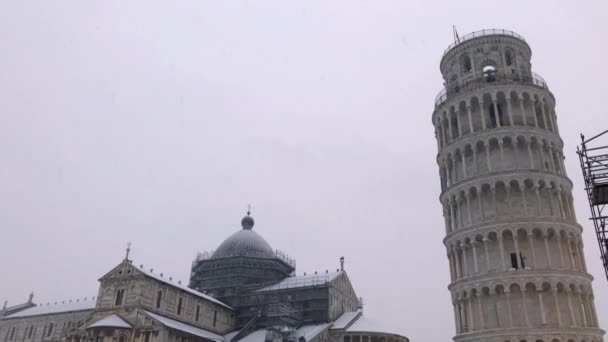 Pisa Italien Platz Der Wunder Mit Schnee Bedeckt — Stockvideo
