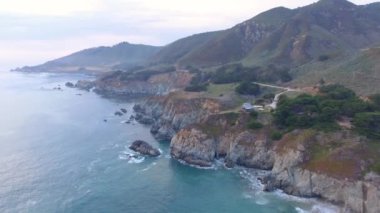 Bixby Bridge in Big Sur, California. Aerial view at dusk.