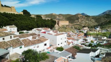Antequera, Endülüs Alcazaba Kalesi 'nin havadan görünüşü - İspanya