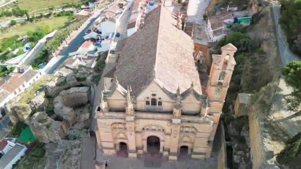 Widok Lotu Ptaka Kościół Santa Maria Mayor Antequera Andaluzja — Wideo stockowe