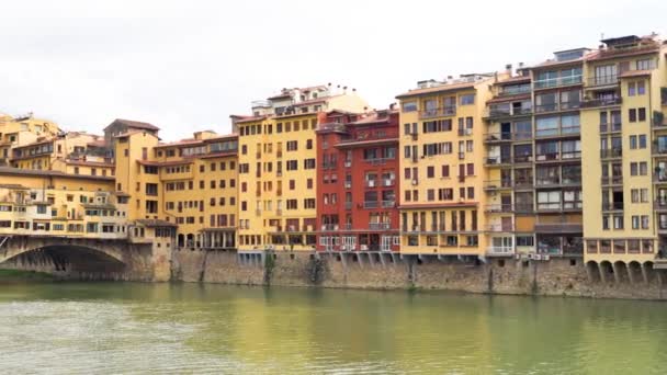 Florença Primavera Toscana Lungarni Edifícios Longo Rio Arno — Vídeo de Stock