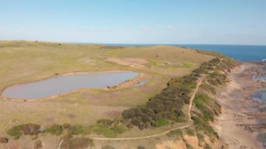 Aerial view of San Remo coastline near Phillip Island, Australia.