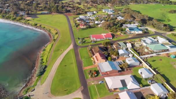 Emu Bay Homes Coastline Kangaroo Island Drone Australia — Vídeo de stock