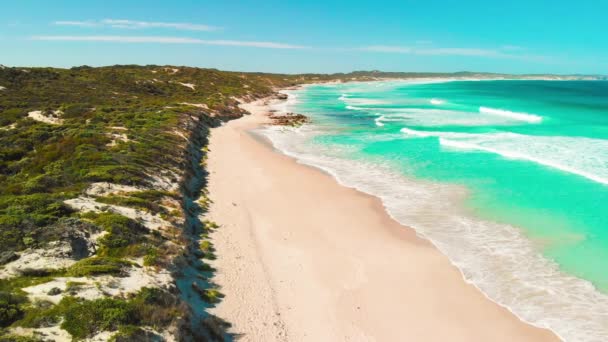 Kangaroo Island Australia Pennington Bay Waves Coastline Aerial View Drone — Stockvideo