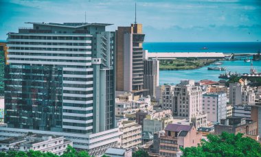 Port Louis 'in havadan görünüşü, Mauritius Adası, Afrika