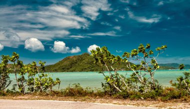 Tropical Paradise beach. Beautiful shoreline of Seychelles Islands.