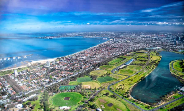 Melbourne Coastline Park Helicopter — Zdjęcie stockowe