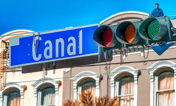 Canal Street Sign New Orleans Mardi Gras Event — Photo