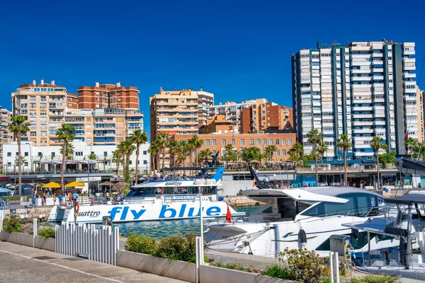 Malaga Spania April 2023 Båter Langs Den Vakre Havnebyen – stockfoto