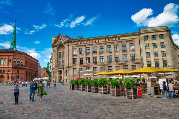 Riga Letonya Temmuz 2017 Riga Sokakları Ortaçağ Binaları — Stok fotoğraf