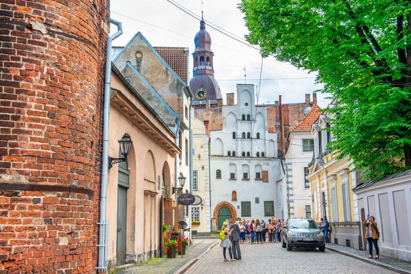Riga Letónia Julho 2017 Ruas Riga Edifícios Medievais — Fotografia de Stock