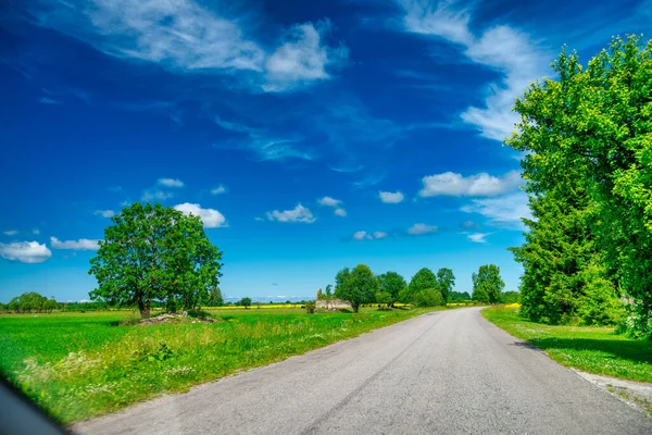 エストニアの田舎を横断する道路夏の季節 — ストック写真