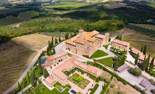 Vue Aérienne Château Banfi Drone Toscane Saison Printemps — Photo
