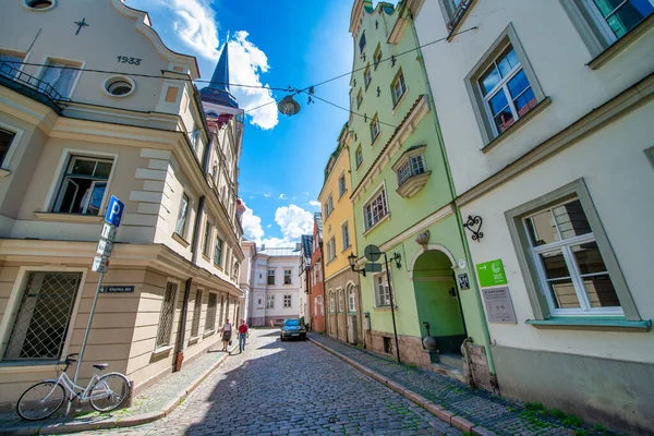 Riga Lettland Juli 2017 Rigas Straßen Und Antike Gebäude Einem — Stockfoto