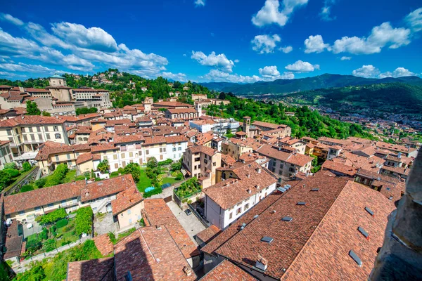 Medieval Streets Buildings Bergamo Alta Sunny Summer Day Italy — Stock Photo, Image