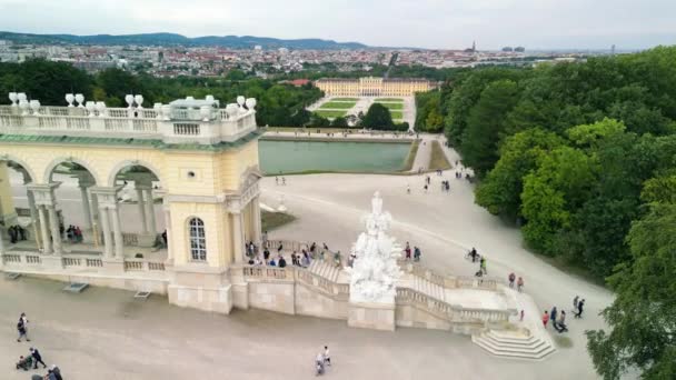 Luftaufnahme Des Parks Schönbrunn Von Der Gloriette Wien Österreich — Stockvideo
