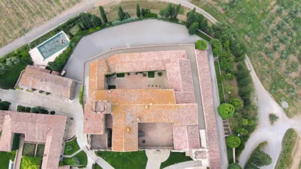Castello Banfi Toscana Vista Primavera Dal Drone — Video Stock