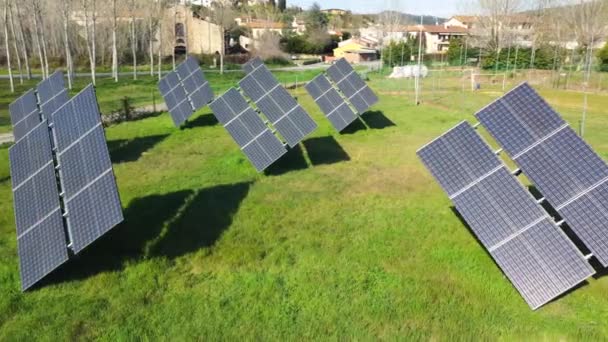 Solar Panels Mountain Region Green Environmentally Friendly Sources Energy — Stock Video