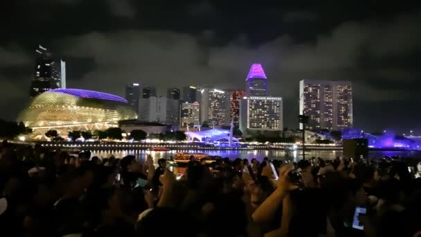 Singapura Dezembro 2019 Ruas Lotadas Área Marina Bay Noite Com — Vídeo de Stock