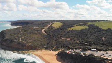 Aerial view of Torquay Beach along the Great Ocean Road, Australia.