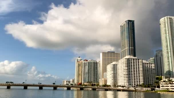 Downtown Miami Vista Panorâmica Brickell Key Nascer Sol Flórida — Vídeo de Stock
