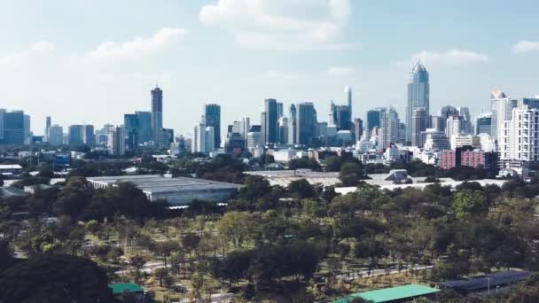 Horizonte Bangkok Tailandia Vista Aérea Los Edificios Ciudad Desde Parque — Vídeo de stock