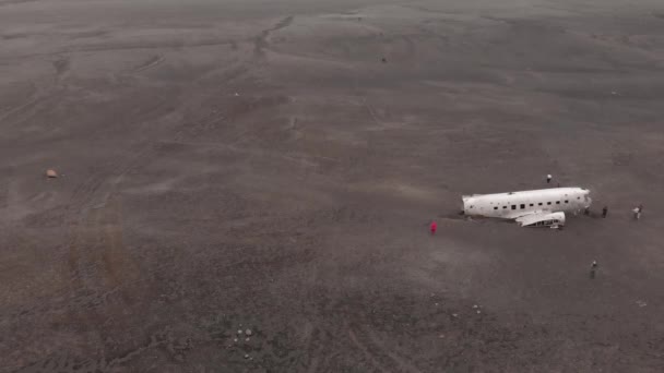 Incredibile Vista Aerea Dal Drone Del Famoso Relitto Aereo Solheimasandur — Video Stock
