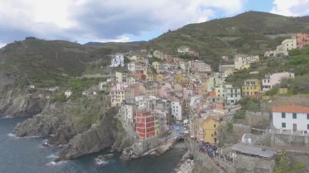 Aerial View Riomaggiore Sky Five Lands Italy — Stok video