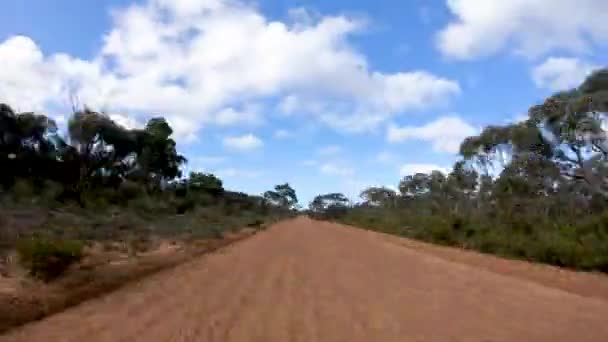 Podróżując Wzdłuż Brudnej Drogi Kangaroo Island Upływ Czasu Jadącego Samochodu — Wideo stockowe